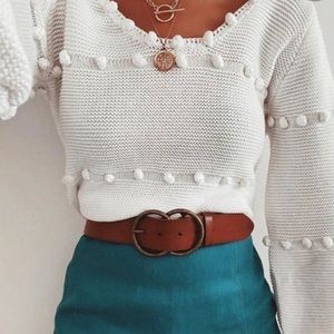 Vici White Pom sweater